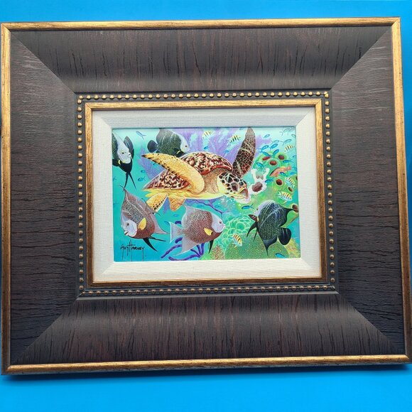 Guy Harvey Full House Framed Turtle Fish Dye Sublimation On Aluminum Registered - Picture 1 of 6